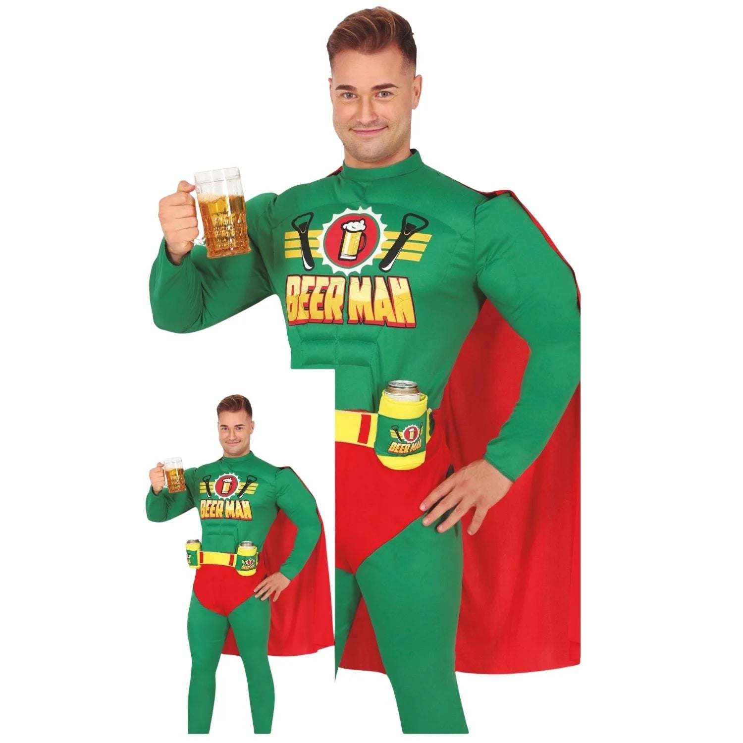 Disfraz beerman hero adulto con capa y mono para Carnaval