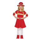 Disfraz de bombera para niña con vestido y gorro rojo