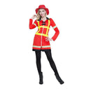 Disfraz de bombero de mujer con vestido rojo y sombrero para Carnaval y fiestas temáticas