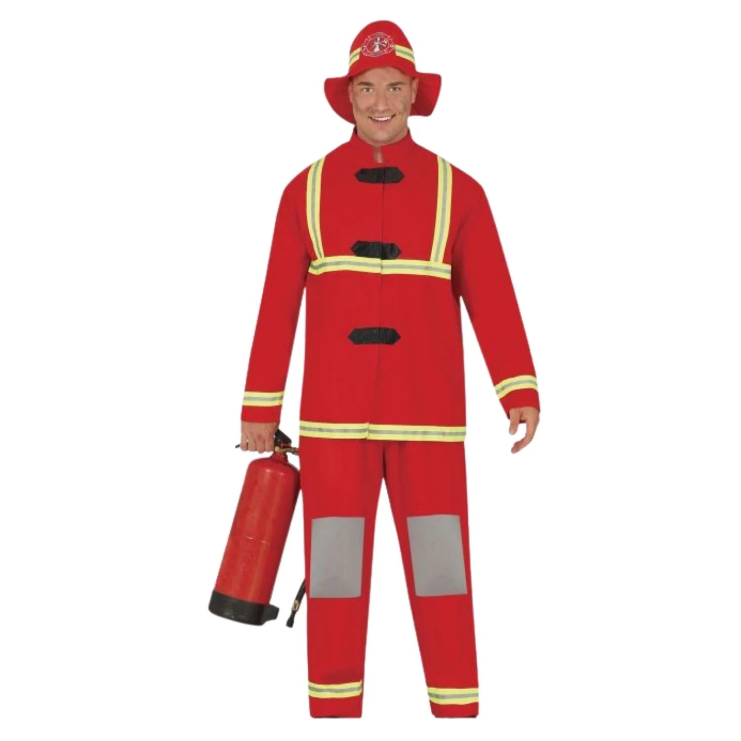 Disfraz de bombero para adulto con chaqueta pantalón y gorro
