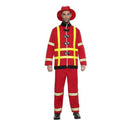Disfraz de bombero para hombre con chaqueta, pantalón y gorro ideal para Carnaval y fiestas temáticas