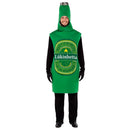 Hombre con disfraz de botella de cerveza verde para adulto