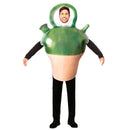 Hombre con disfraz de botijo tradicional verde y beige para adulto
