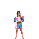 Disfraz de boxeadora infantil con top, pantalón corto, bata y guantes rellenos