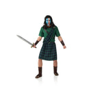 Disfraz de Braveheart adulto con camisa, falda escocesa, toga y accesorios de guerrero medieval escocés