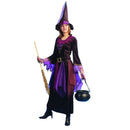 Disfraz bruja de noche adulta con vestido oscuro y sombrero para Halloween
