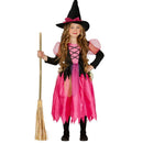 Disfraz de brujita rosa infantil con gorro y vestido