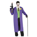 Disfraz de bufón asesino adulto con gabardina para Halloween