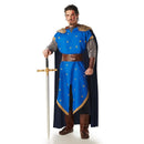 Disfraz de caballero medieval adulto con túnica, capucha, cinturón y cubrebotas