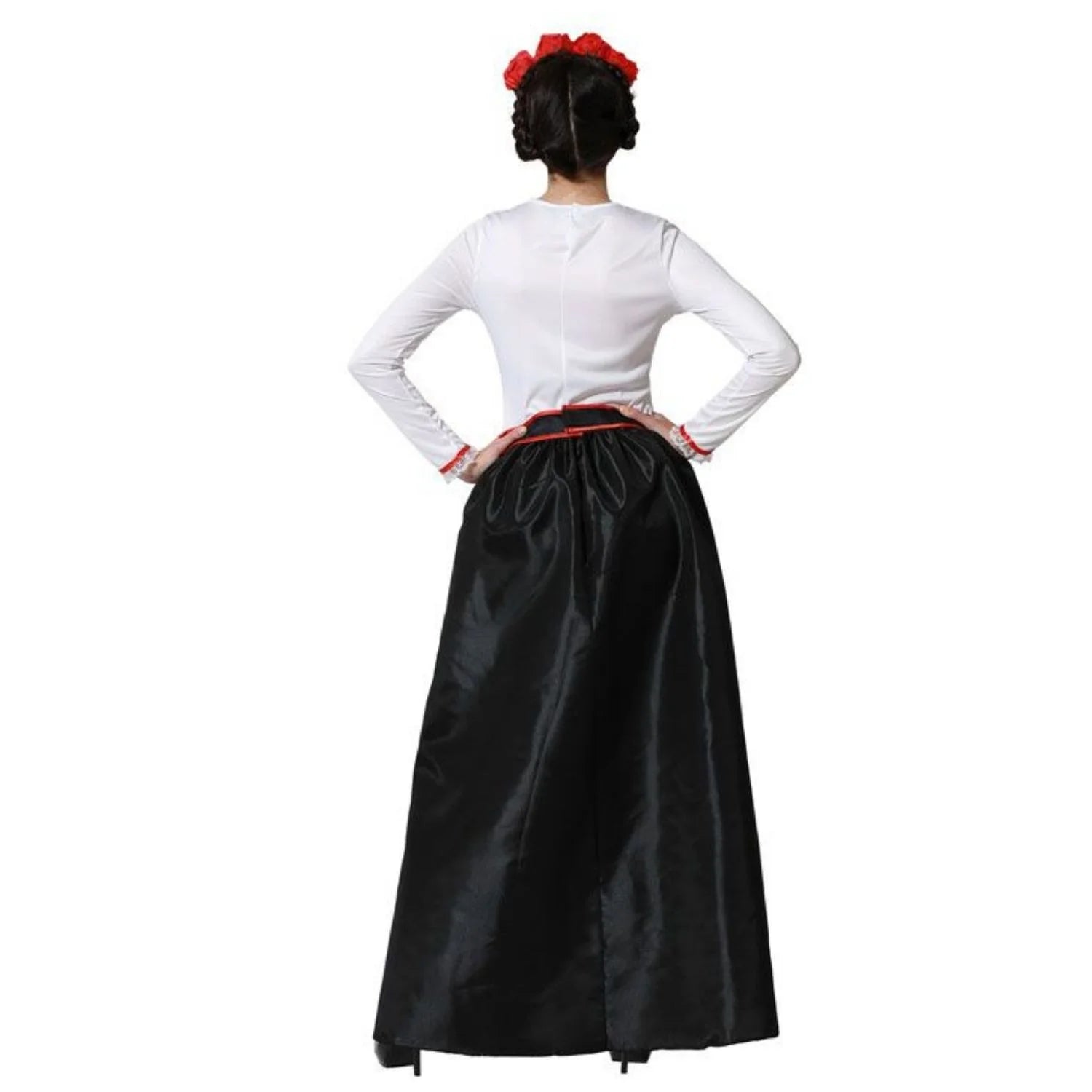Mujer con disfraz esqueleto colores para Halloween