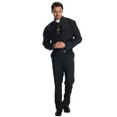 Disfraz Camisa Cura negra con collar y cruz para adulto
