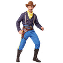 Hombre con disfraz de capitán vaquero del Oeste con pañuelo y cinturón