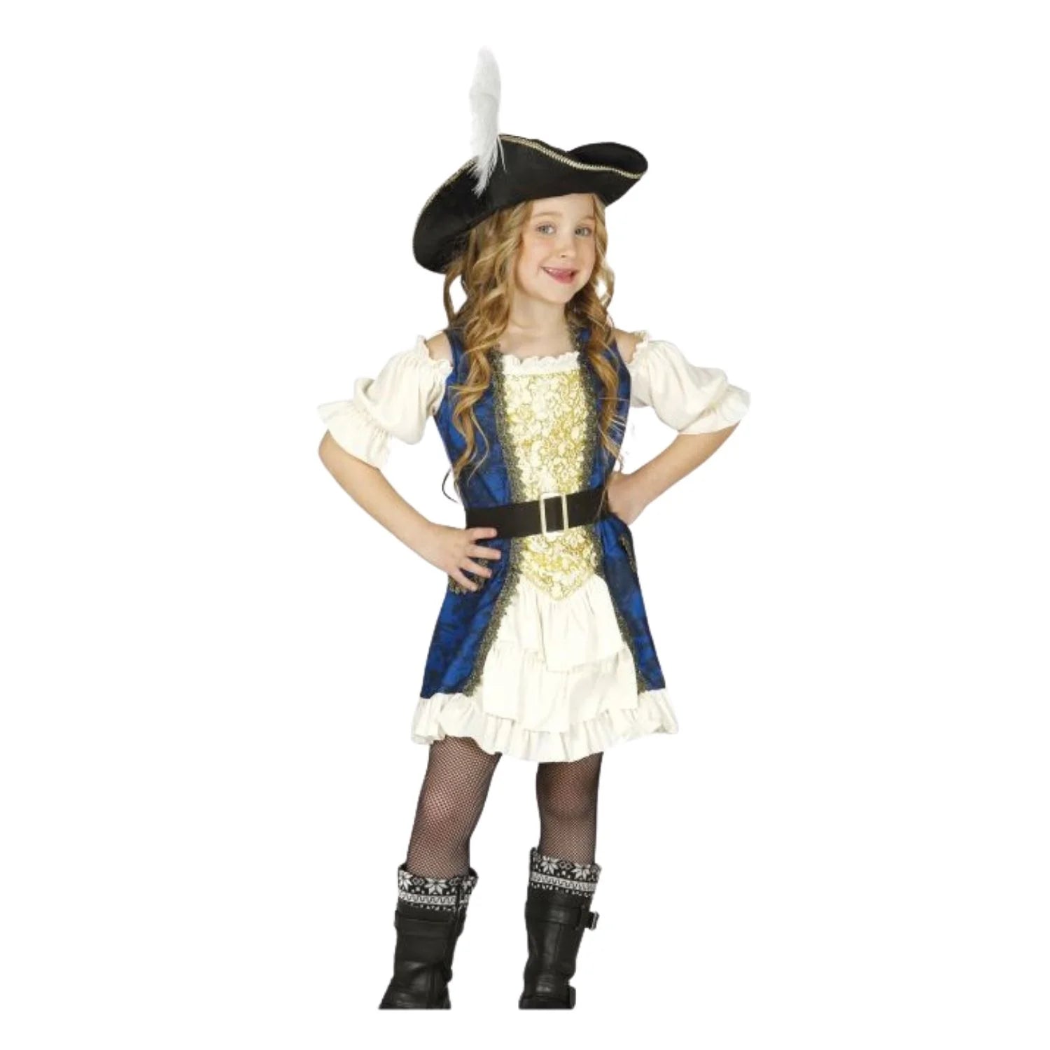 Disfraz capitana pirata para niña con sombrero y vestido