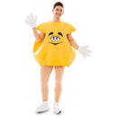 Disfraz de caramelo amarillo adulto con traje, guantes blancos y cubrezapatos para Carnaval