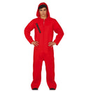 Disfraz de convicto rojo para adulto con mono y capucha inspirado en series de acción