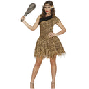 Disfraz de troglodita para mujer con vestido prehistórico, cinturón y cinta de cabeza ideal para Carnaval