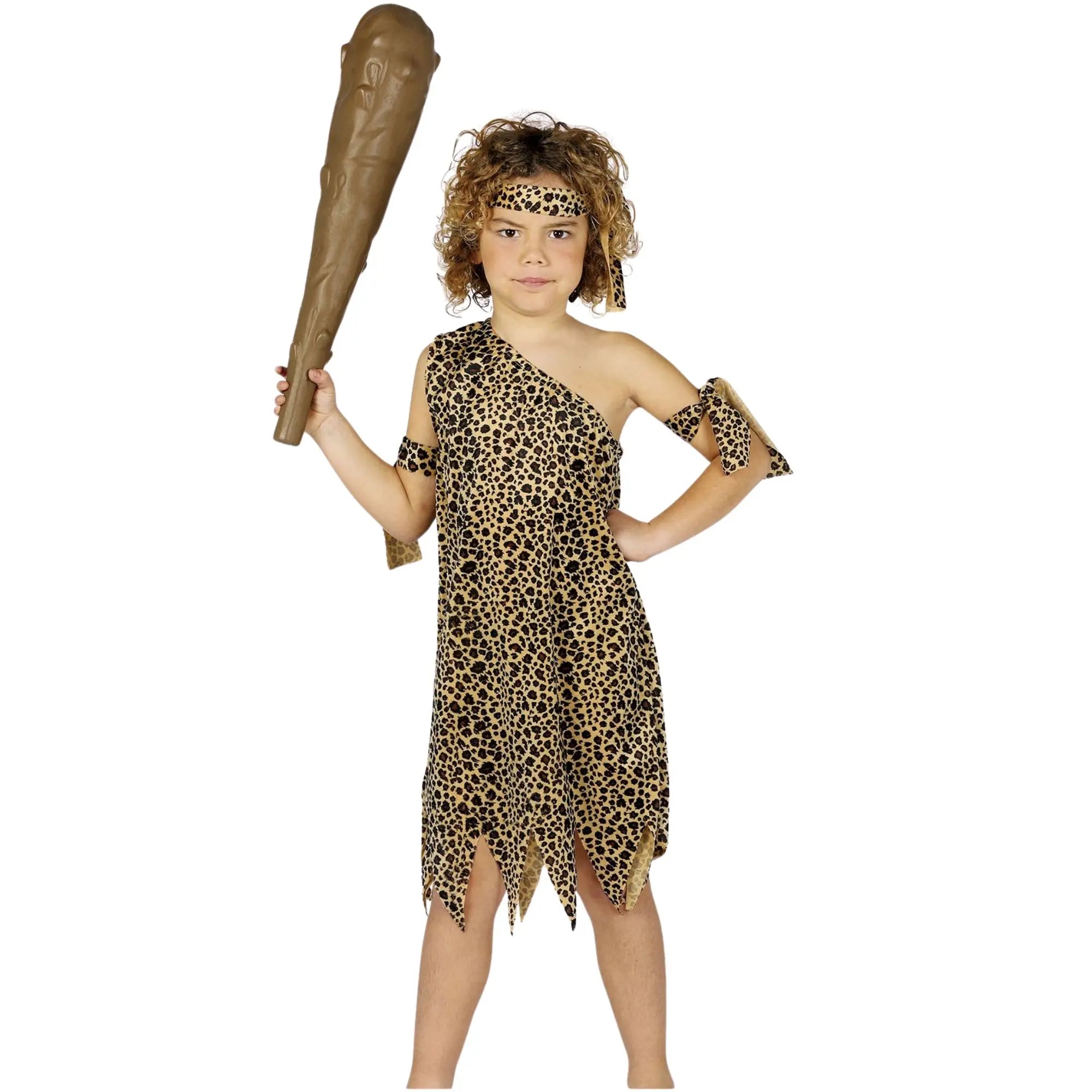 Disfraz de troglodita para niño con vestido y cinta en la cabeza estilo prehistórico para Carnaval