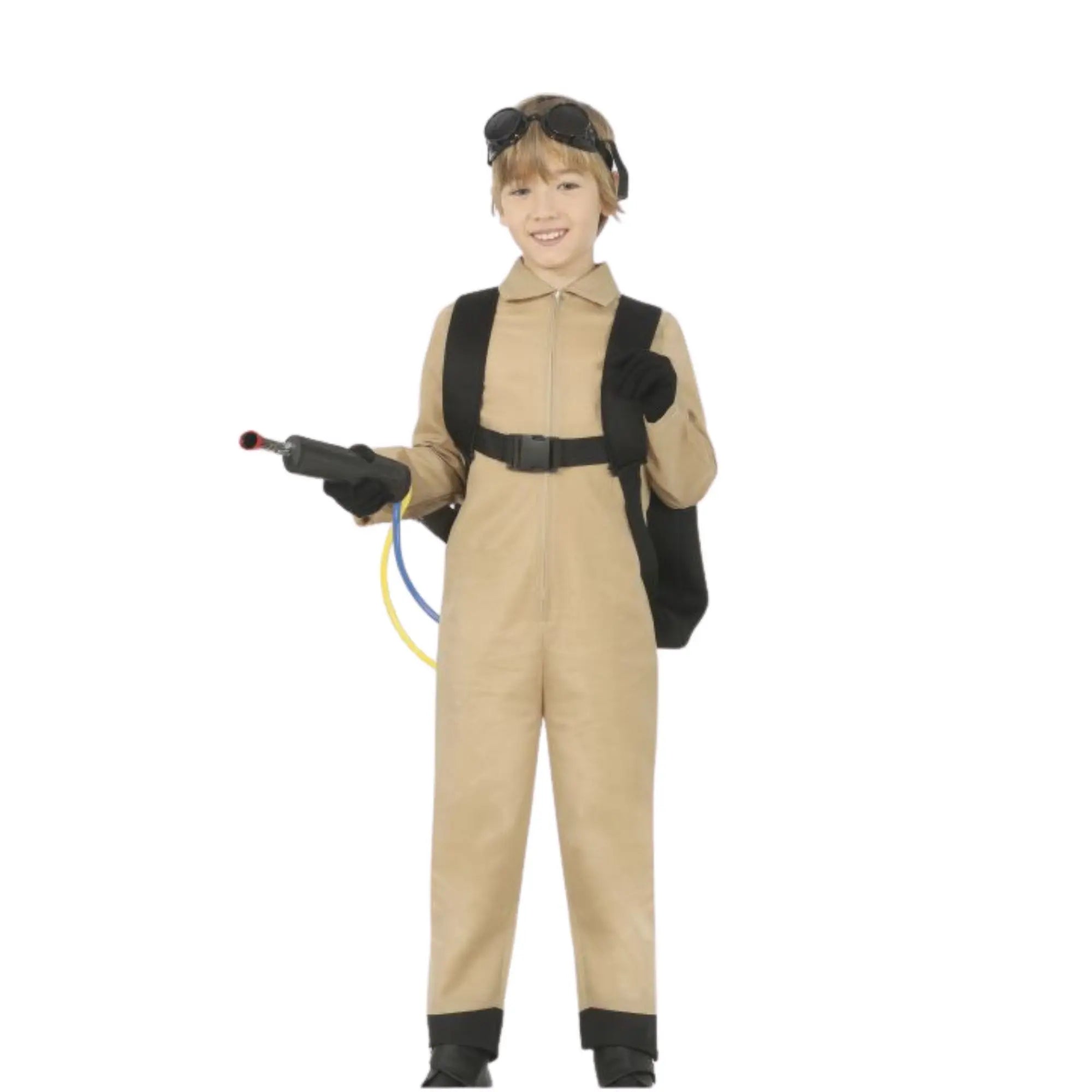 Disfraz cazador de fantasmas infantil con mono y mochila para Carnaval y Halloween