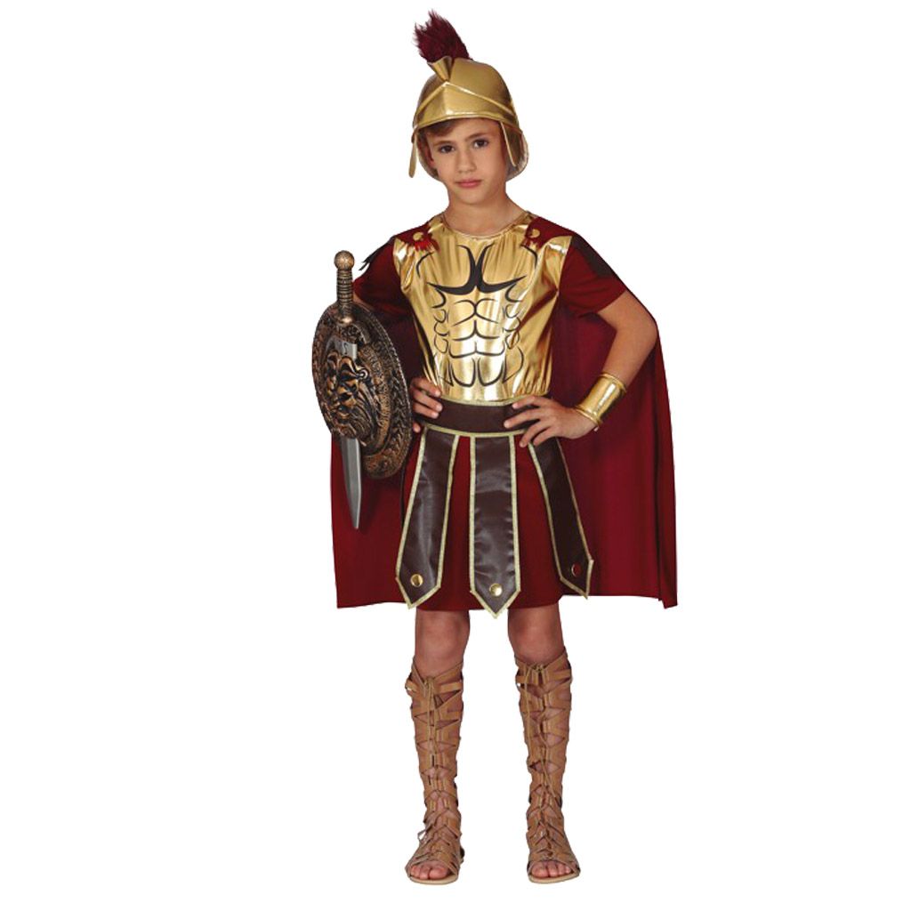Disfraz centurión infantil con capa casco túnica