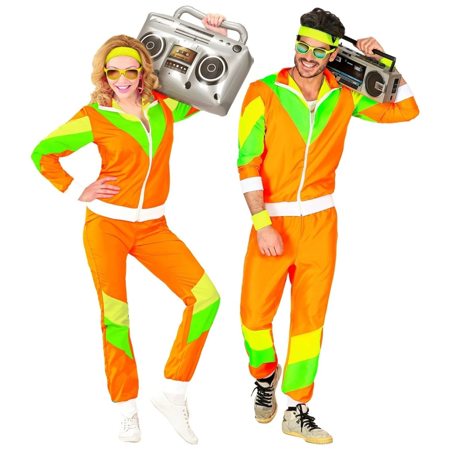 Disfraz chándal naranja años 80 adulto con chaqueta y pantalón retro