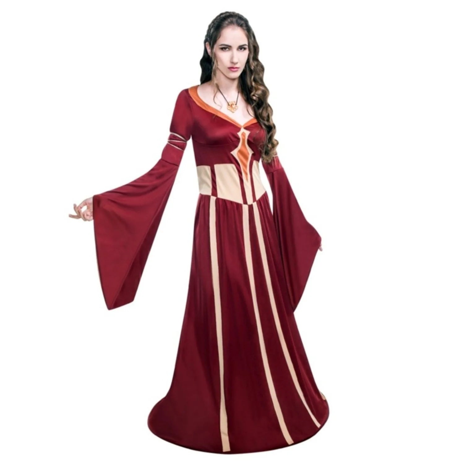 Disfraz Chearse's Throne mujer con vestido medieval burdeos y mangas amplias