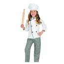 Niña con disfraz cocinero infantil para Carnaval y fiestas