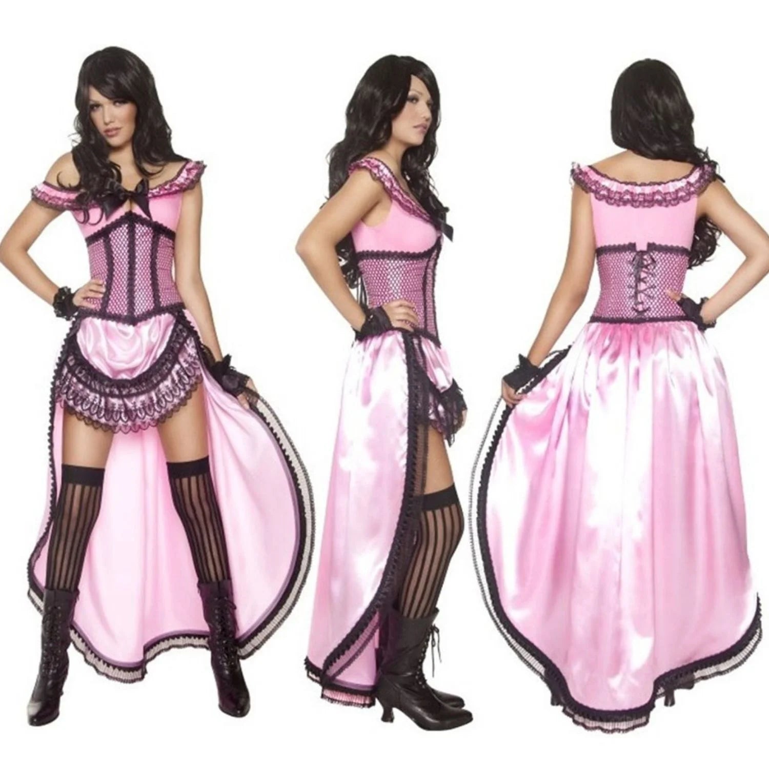 Disfraz Chica de Salón Sexy para mujer con vestido rosa estilo western