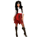 Disfraz Chica Pirata para Mujer con vestido rojo y negro y pañuelo pirata