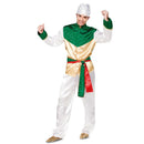 Hombre con disfraz Bollywood indio en colores blanco y verde