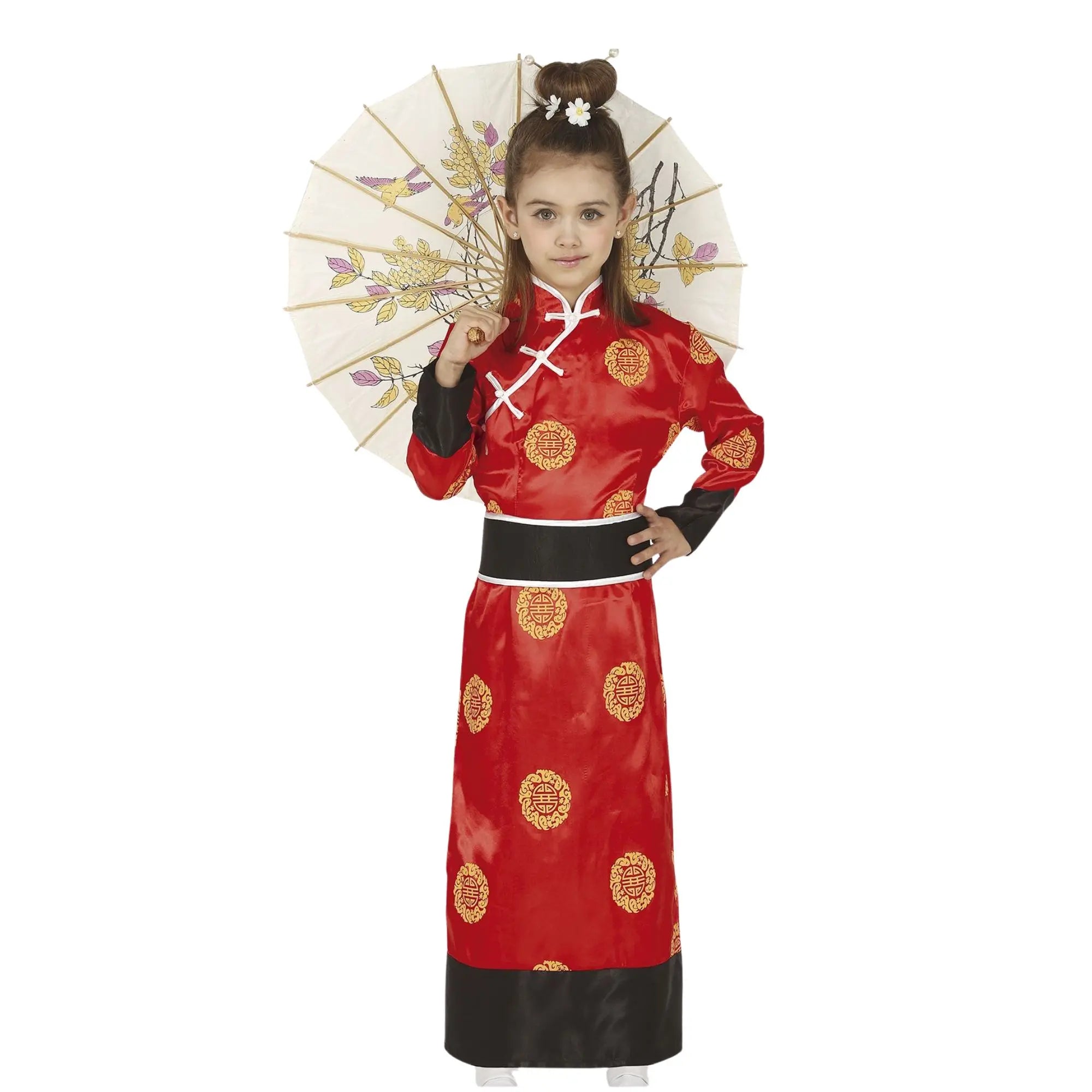 Disfraz oriental infantil con kimono y cinturón para Carnaval y fiestas temáticas