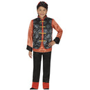 Disfraz chino infantil para niño con chaleco rojo, pantalón y camiseta ideal para Carnaval y fiestas temáticas