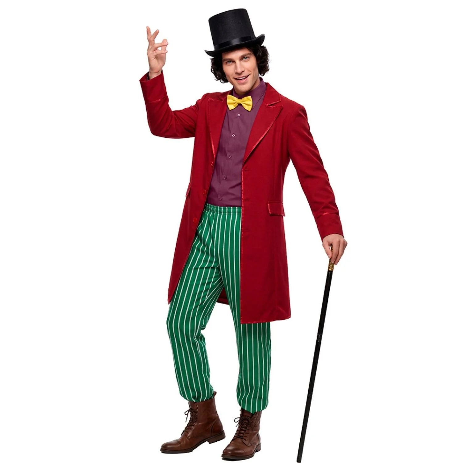 Hombre con disfraz de chocolatero adulto inspirado en Charlie y la fábrica de chocolate