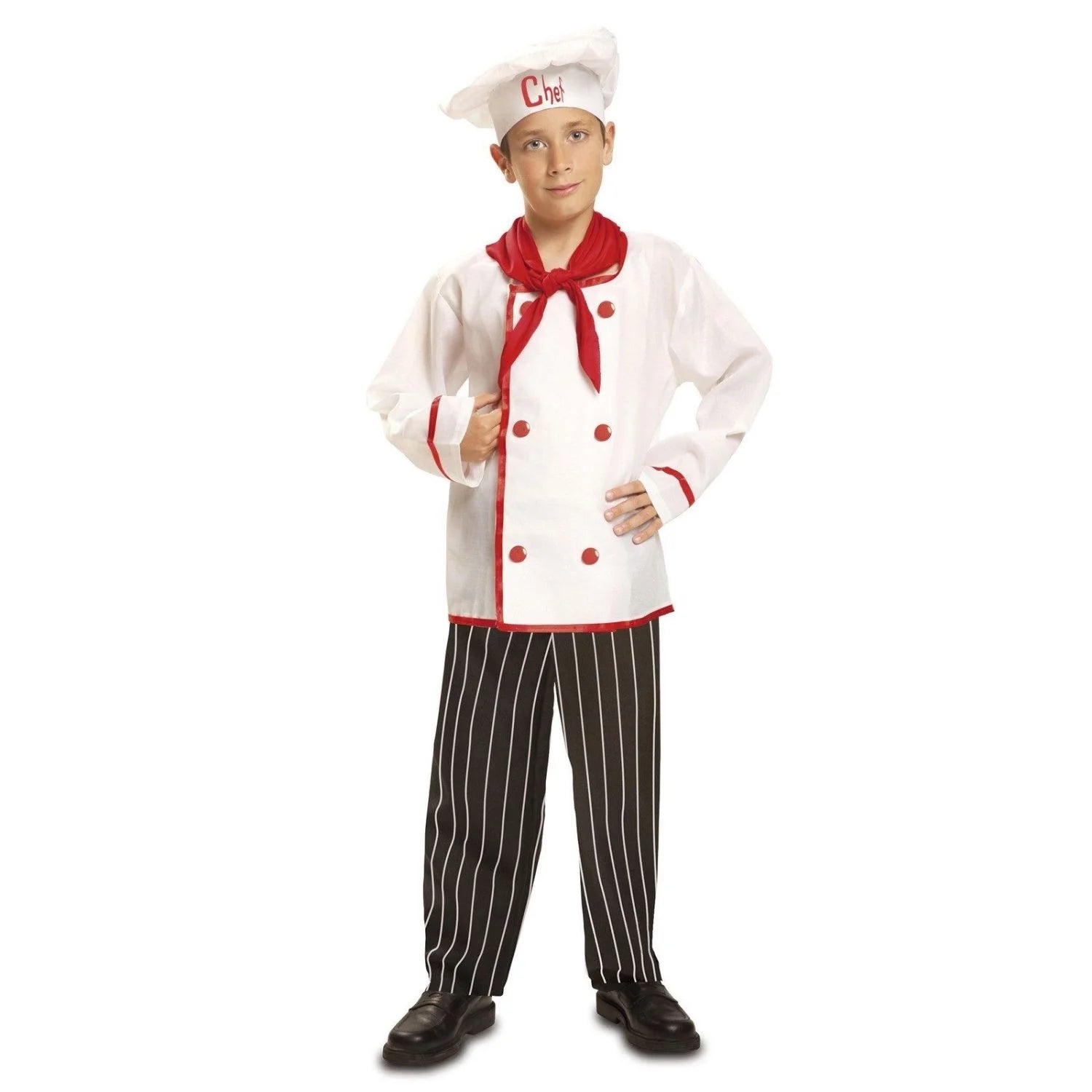 Disfraz Cocinero para niño con gorro, pañuelo, camisa y pantalones