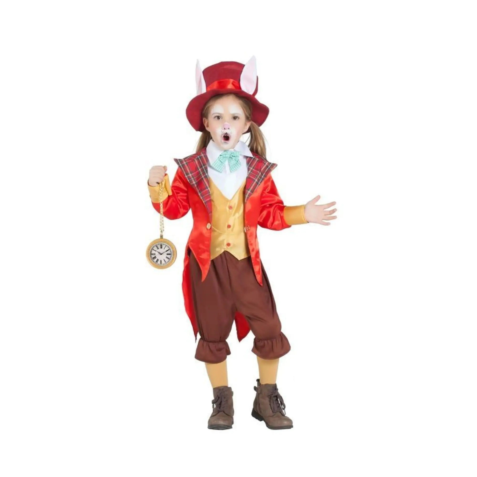 Disfraz de sombrerero infantil con sombrero con orejas, chaqueta y pantalones para Carnaval