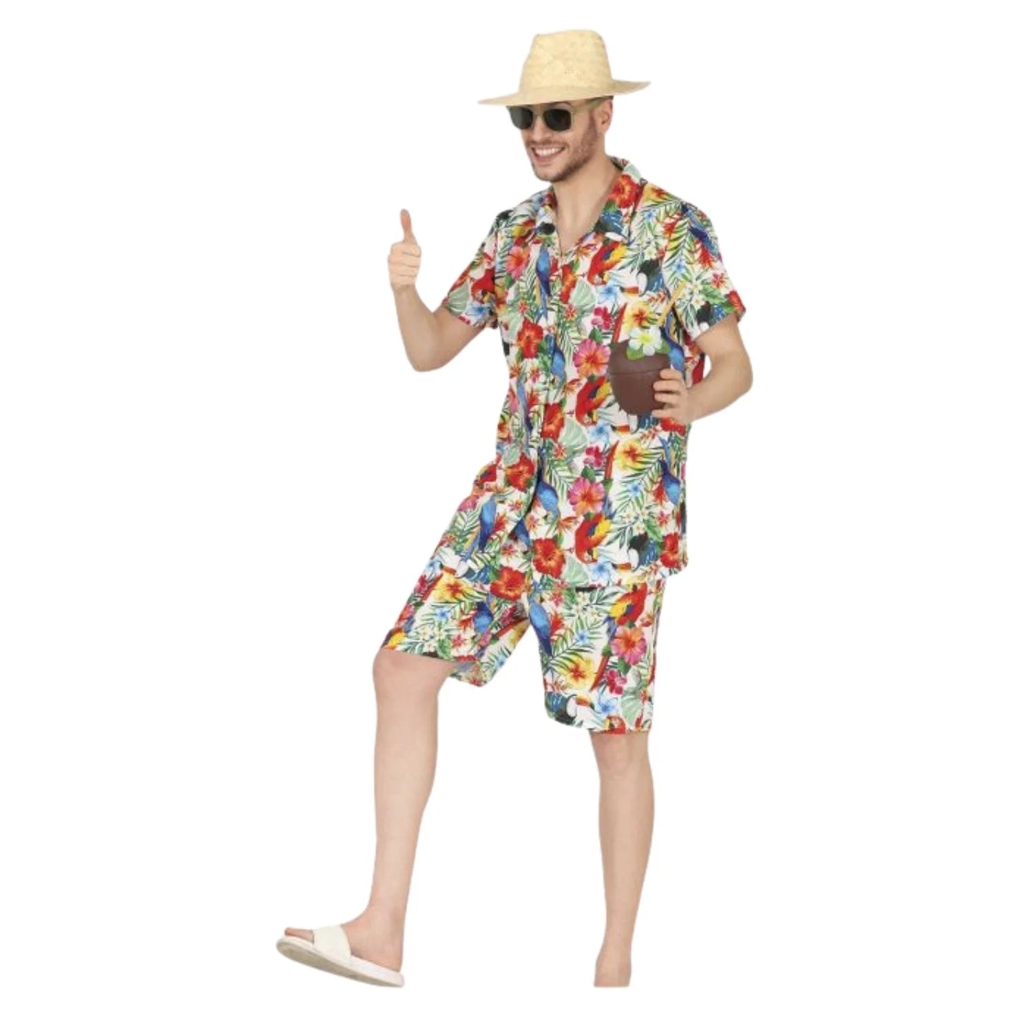 Disfraz conjunto tropical adulto con camisa y pantalón