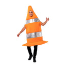 Disfraz de cono de tráfico para adulto unisex en color naranja con bandas plateadas reflectantes