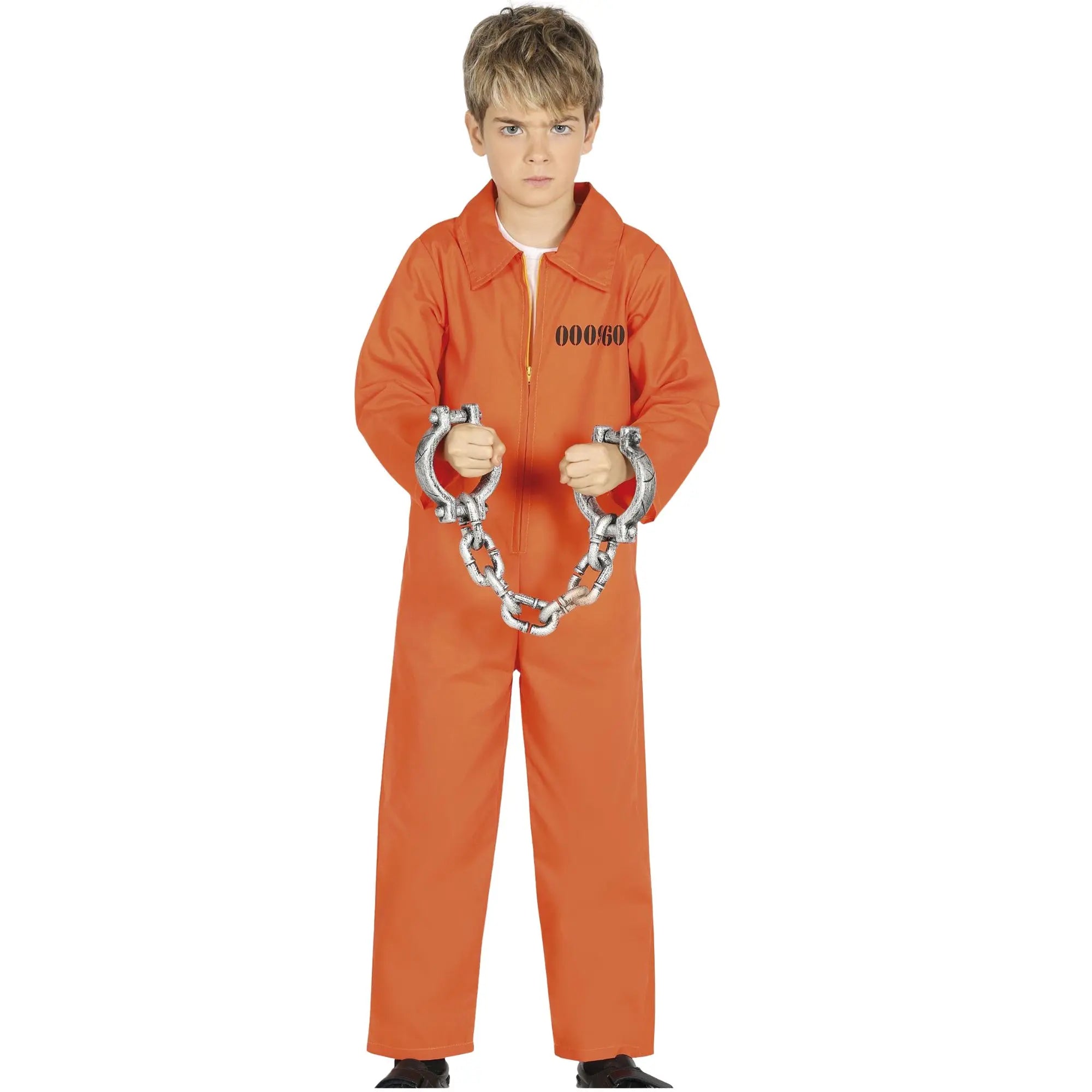 Disfraz de presidiario para niño con mono completo ideal para Carnaval y fiestas escolares