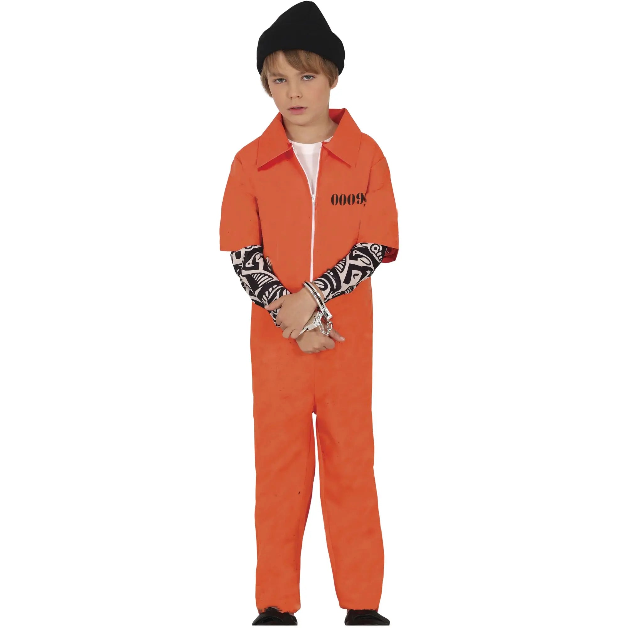 Disfraz de convicto tattooed infantil con mono estampado de tatuajes para Carnaval y fiestas
