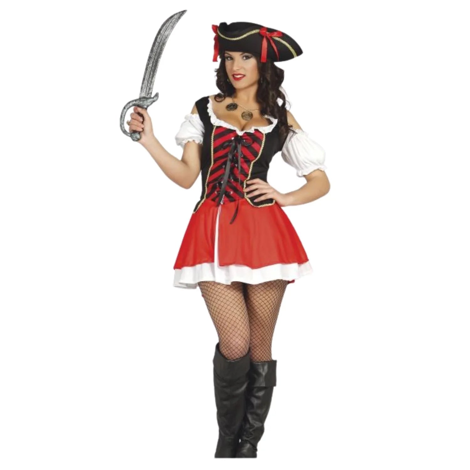 Disfraz corsaria adulta con sombrero y vestido pirata