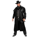 Disfraz cowboy del oeste para adulto con guardapolvo negro estilo western