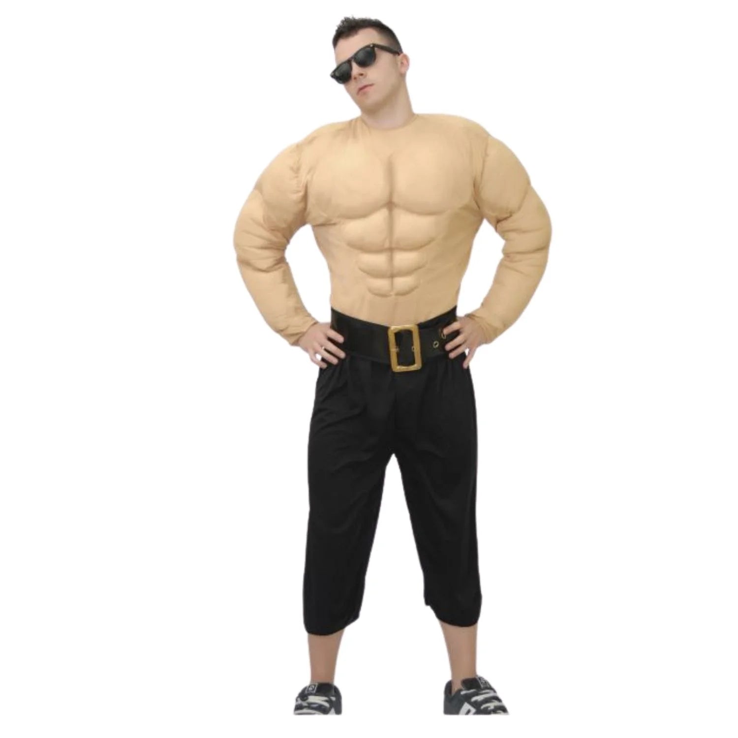 Disfraz cuerpo forzudo para adulto con camiseta musculosa