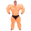 Disfraz culturista hinchable adulto con ventilador y efecto musculoso gigante