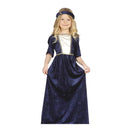Disfraz Dama Medieval de niña con vestido y cinta de cabeza