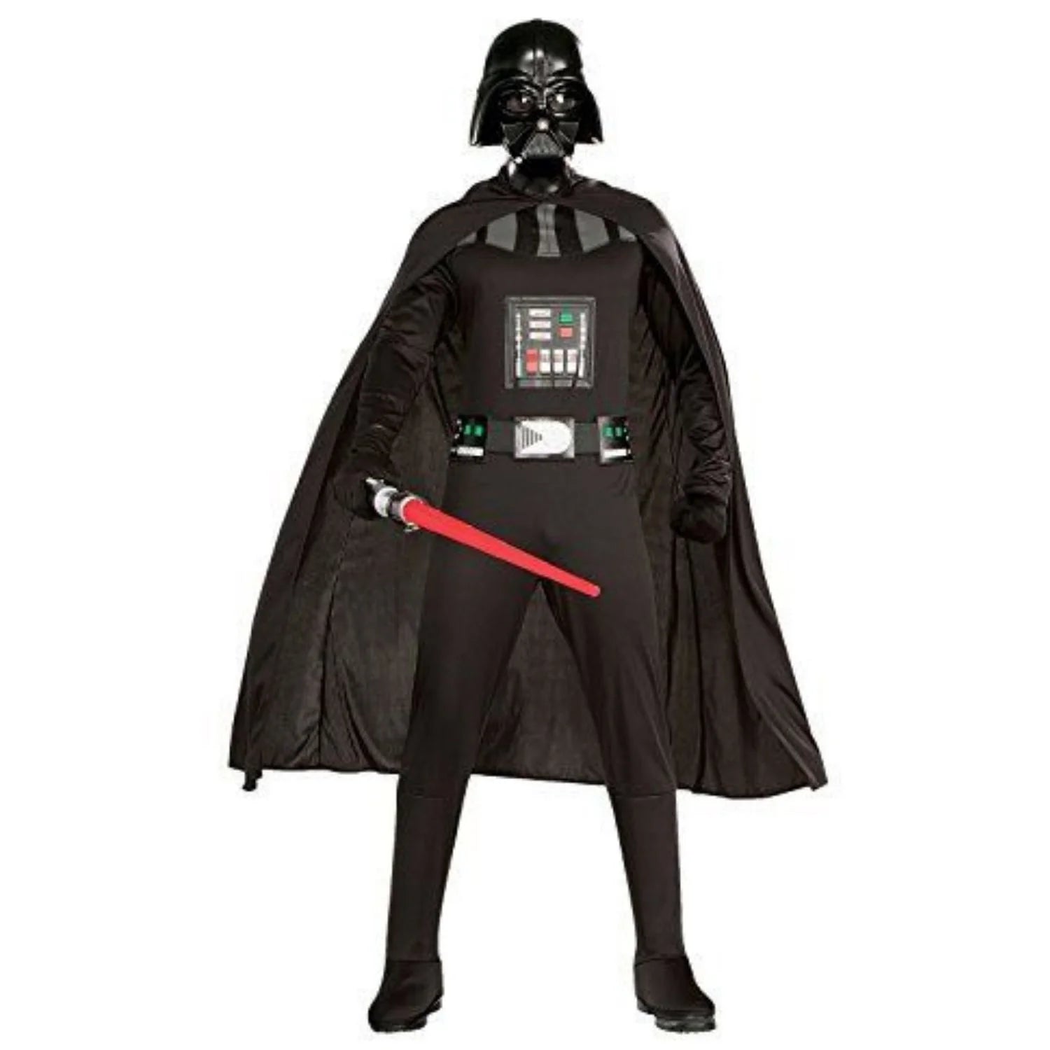 Hombre con disfraz Darth Vader adulto negro con capa y espada roja