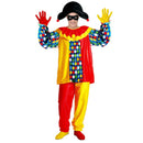 Disfraz de Arlequín para adulto con casaca multicolor, pantalón y gorro tradicional