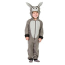 Disfraz de burro infantil con mono gris y capucha con orejas
