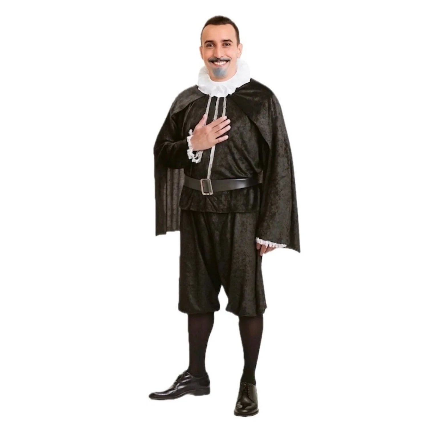 Disfraz de Cervantes para adulto con capa y traje de terciopelo