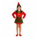 Disfraz de elfa para niña rojo y verde para Navidad