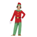 Disfraz de elfo infantil con gorro, camisa y pantalón verde para Navidad