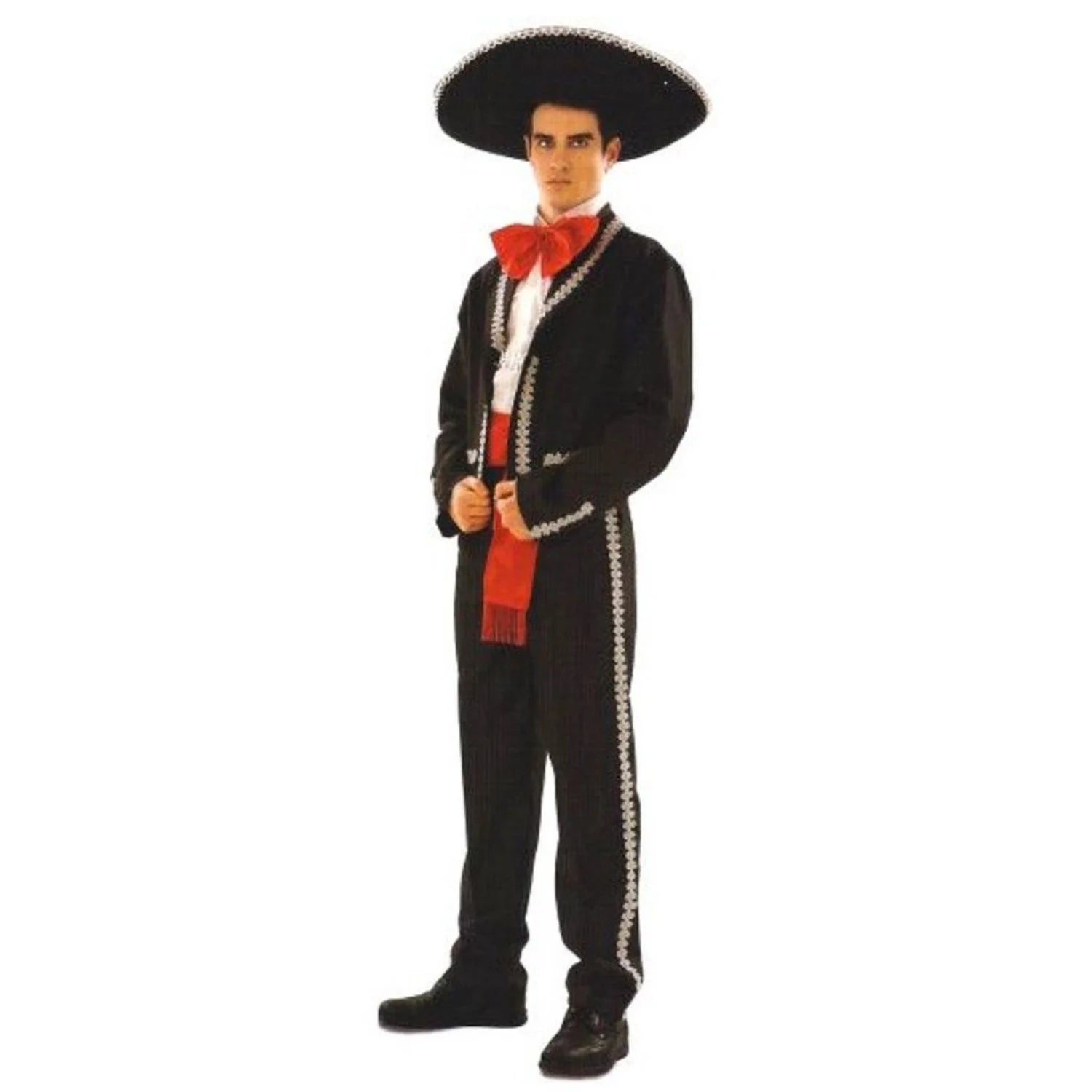 Disfraz de mejicano o mariachi con chaqueta, fajín, pajarita y pantalones